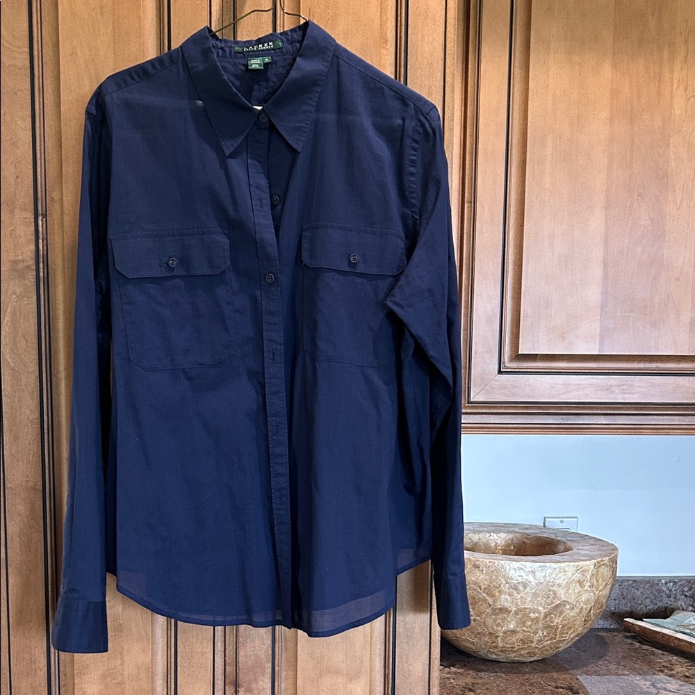 Ralph Lauren Navy Long-Sleeve Button Shirt